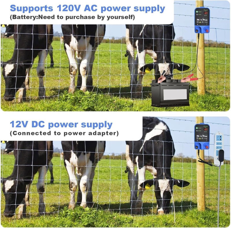 HTPREC Electric Fence Charger 10km 2J High Power Pulse Electric Fencing Controller 10.5kv Portable Electric Fencer Kit For Garden Farm Poultry Livestock Goat Cattle Horse Deer Electric Netting Fencer Charger - Image 5
